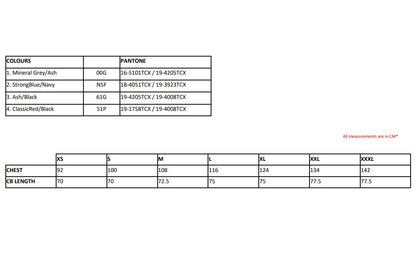 Size chart for the Regatta E-Volve Unisex 2-Layer Softshell Jacket