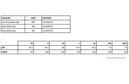 Size chart for the Regatta Access Men's Gilet