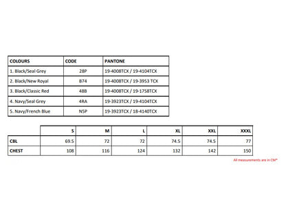 Size chart for the Regatta Navigate Men's Thermal Gilet