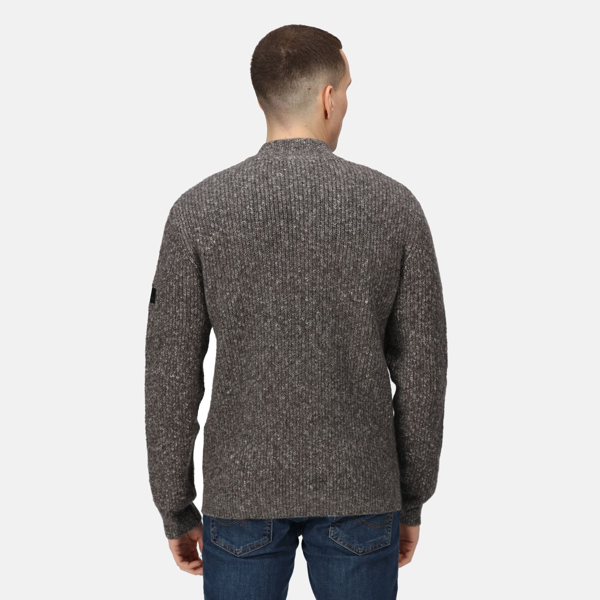 Regatta Solomon Mens Half Zip Knitted Pullover | Heavyweight Jumper | Grey or Navy | S-3XL - Sweatshirt - Logo Free Clothing