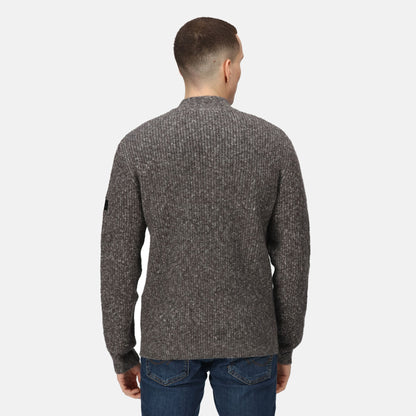 Regatta Solomon Mens Half Zip Knitted Pullover | Heavyweight Jumper | Grey or Navy | S-3XL - Sweatshirt - Logo Free Clothing