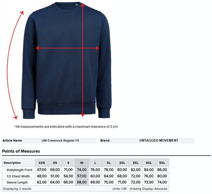 Untagged Movement Crewneck Regular Fit Sweatshirt | Organic | Recycled | Vegan | Unisex | 15 Colours | 2XS-5XL