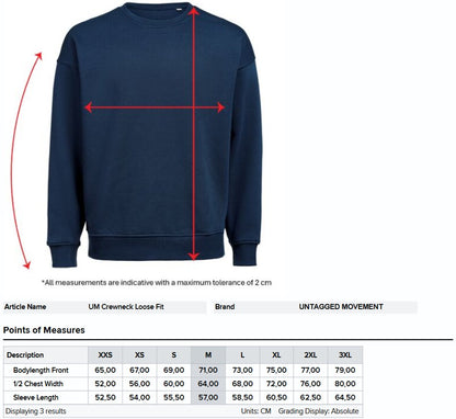 Untagged Movement Crewneck Loose Fit Sweatshirt | Organic | Recycled | Vegan | Unisex | 4 Colours | 2XS-3XL
