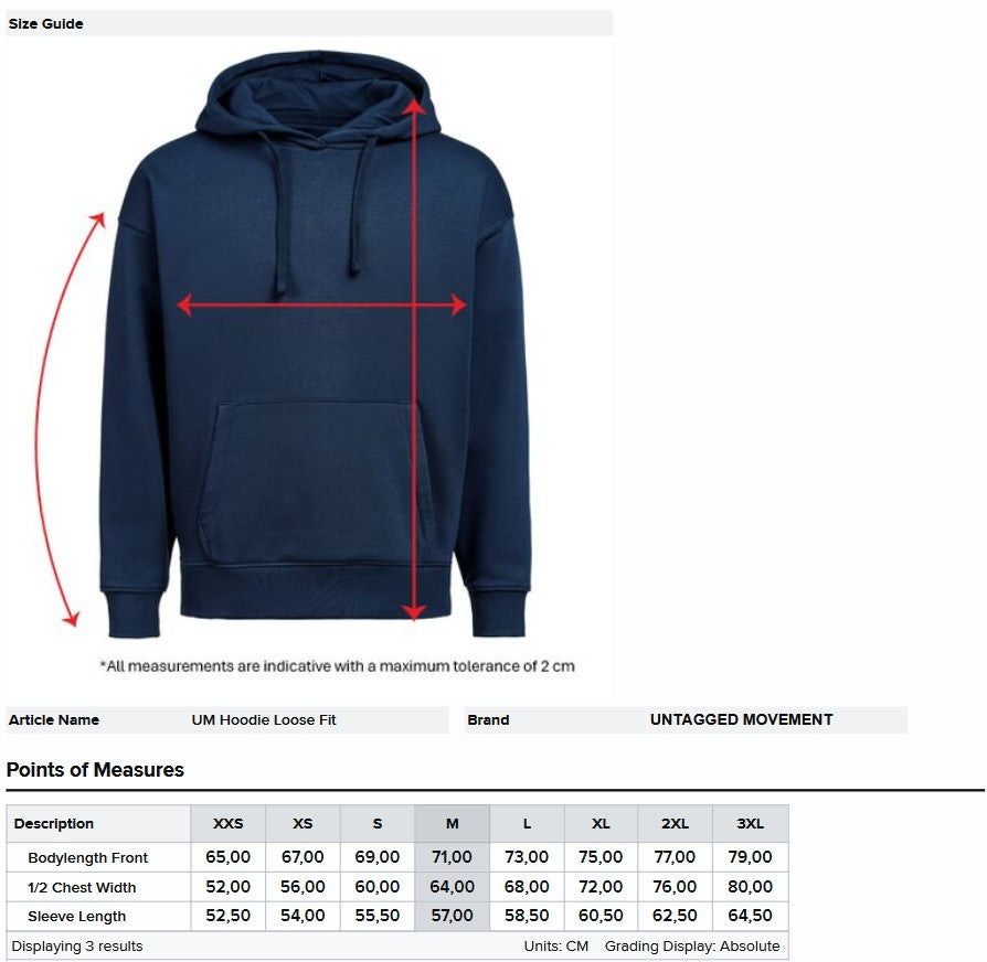 Untagged Movement Hoodie Loose Fit | Unisex | Organic | Recycled | Vegan | 4 Colours | 2XS-3XL