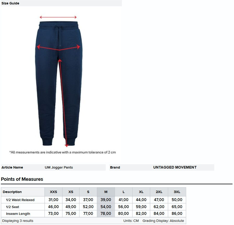 Untagged Movement Jogger Pants Regular Fit | Organic | Recycled | Vegan | Unisex | 4 Colours | 2XS-3XL