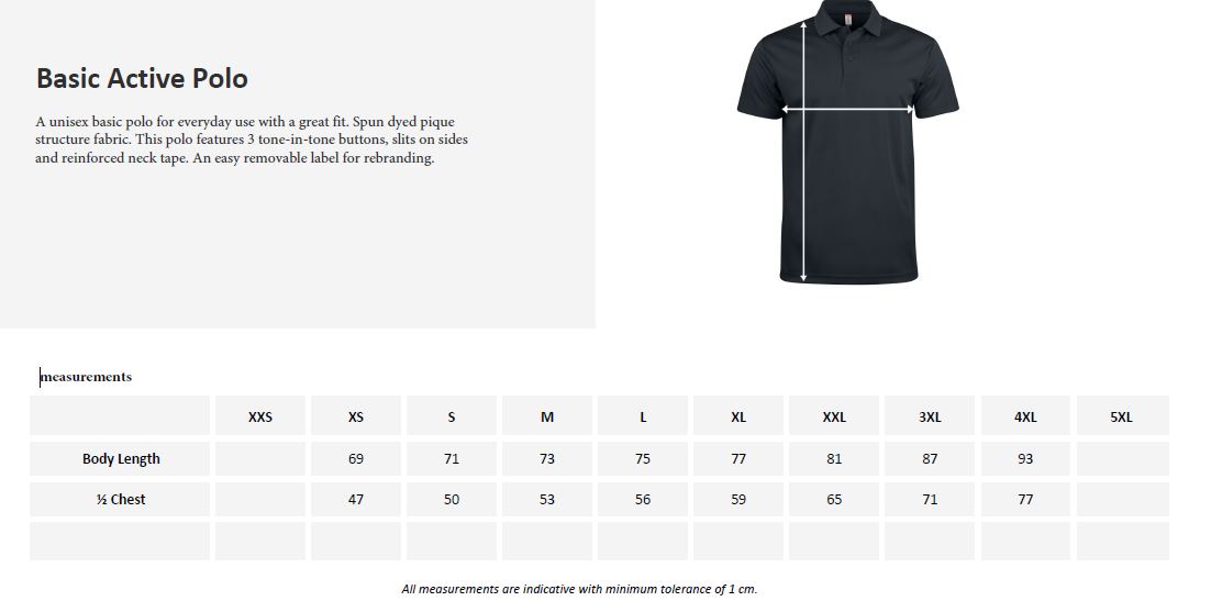 Clique Basic Active Polo Shirt | Unisex Fit Polo Top | Spun Dyed | 6 Colours | XS-3XL - Polo Shirt - Logo Free Clothing