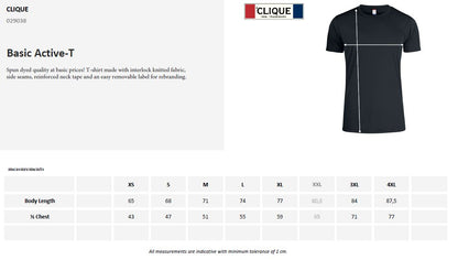 Clique Basic Active T-Shirt | Mens Activewear Tee Shirt | Spun Dyed | 10 Colours | XS-4XL - Tee Shirt - Logo Free Clothing