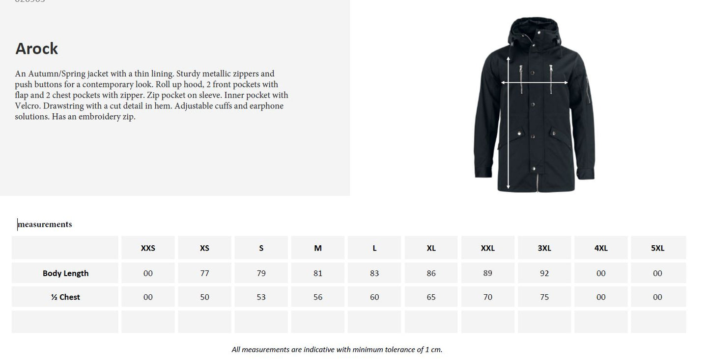 Clique Arock Unisex Jacket | Hip Length Coat | Hood | Autumn | Spring | Black | XS-3XL - Summer Jacket - Logo Free Clothing