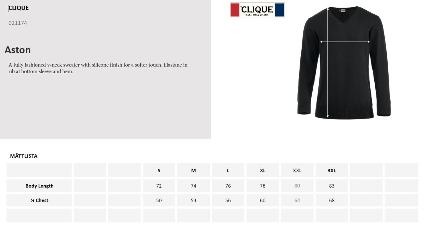 Clique Aston Mens Cotton Jumper | V-Neck Knitwear | Soft Touch | 3 Colours | S-3XL - Knitwear - Logo Free Clothing
