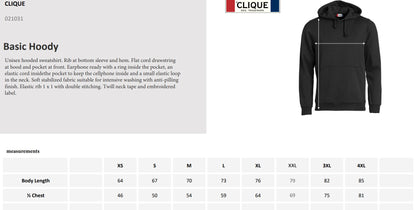 Clique Basic Hoodie | Unisex | Medium Weight Hooded Jumper | 12 Colours | XS-5XL
