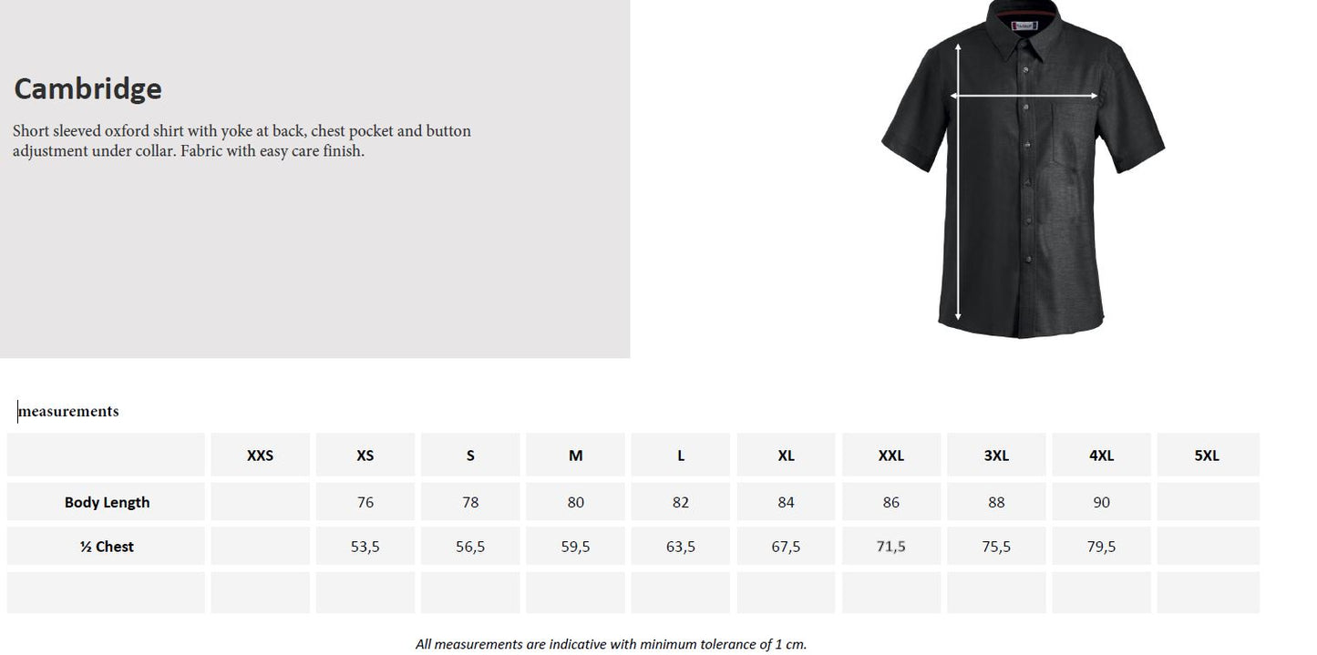 Clique Cambridge Mens Shirt | Short Sleeve | Collar | Easy Care Cotton | 3 Colours | S-4XL - Shirt - Logo Free Clothing