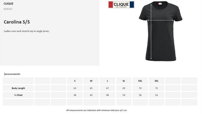 Clique Carolina Crew Neck Ladies T-Shirt | Stretch Top | Medium Weight | 6 Colours | S-3XL