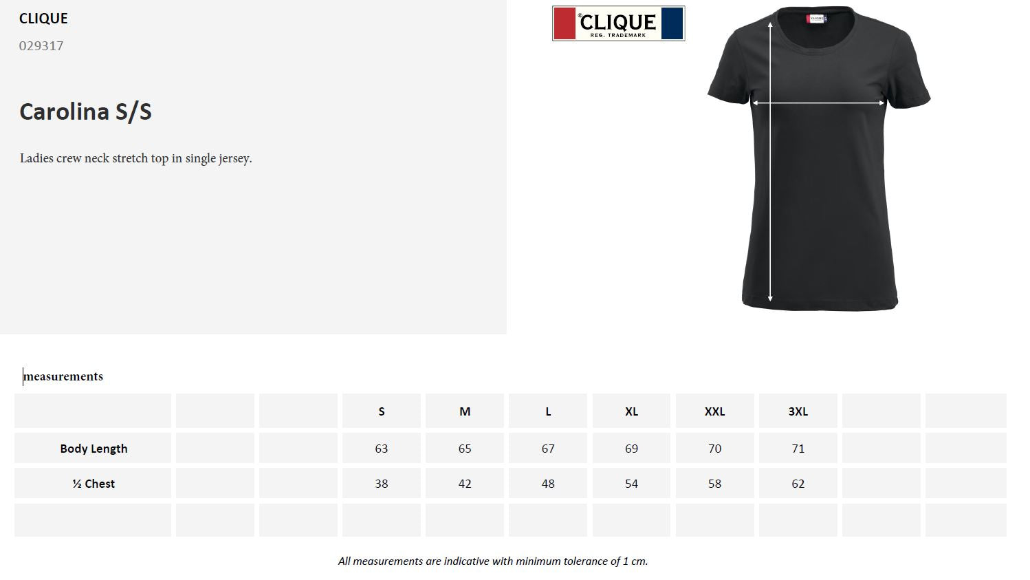 Clique Carolina Crew Neck Ladies T-Shirt | Stretch Top | Medium Weight | 6 Colours | S-3XL - Tee Shirt - Logo Free Clothing
