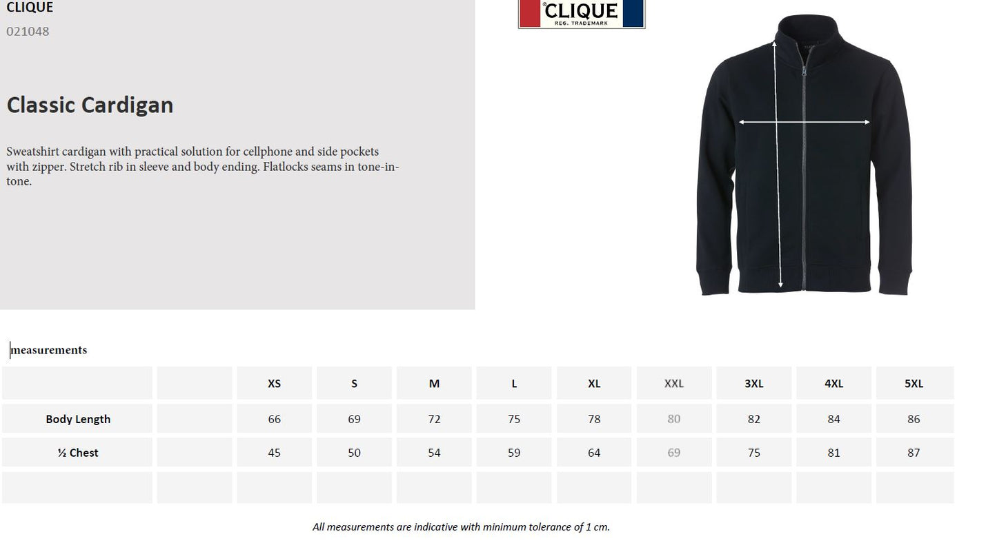 Clique Classic Mens Zip Sweatshirt | Full-Zip Sweater | Cotton Blend | 5 Colours | XS-5XL
