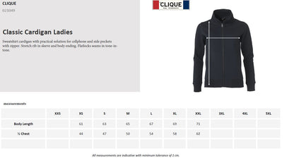 Clique Classic Ladies Zip Sweatshirt | Full-Zip Sweater | Cotton Blend | 5 Colours | XS-2XL - Sweatshirt - Logo Free Clothing