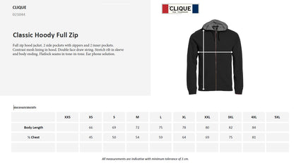 Clique Classic Mens Zip-Up Hoodie | Heavyweight Hooded Jacket | 7 Colours | XS-5XL - Hoodie - Logo Free Clothing