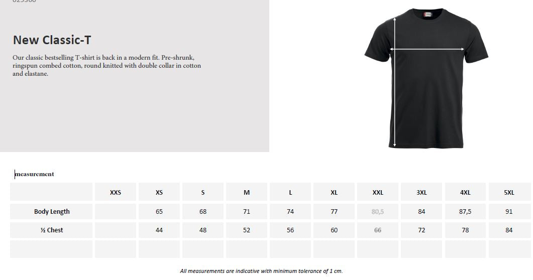 Clique Classic Mens T-Shirt | Ringspun Cotton | Pre-Shrunk | 15 Colours | S-5XL - Tee Shirt - Logo Free Clothing