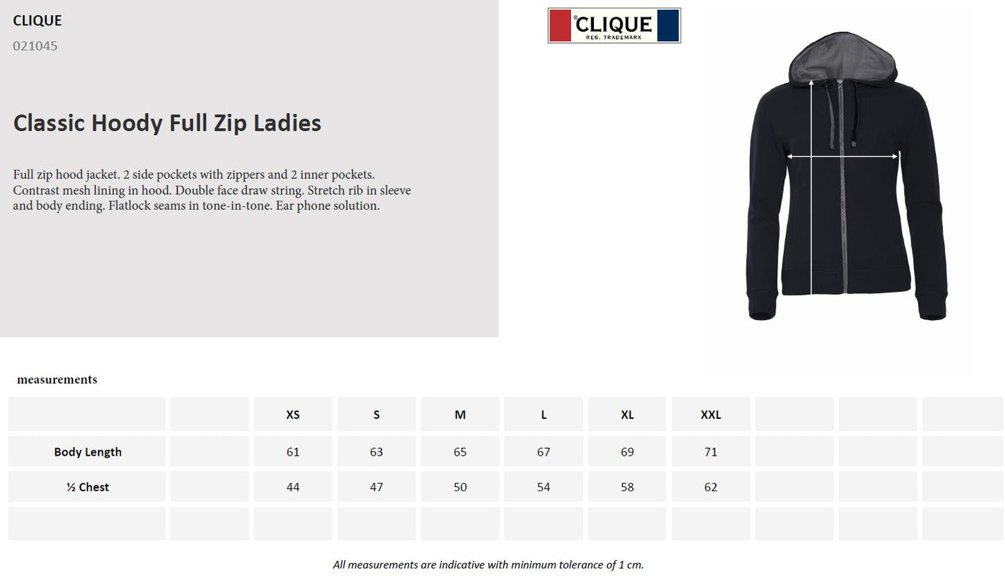 Clique Classic Ladies Zip-Up Hoodie | Heavyweight Hooded Jacket | 7 Colours | XS-2XL