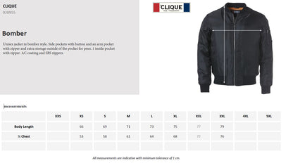 Clique Bomber Jacket | Unisex Zip-Up Jacket | Zipped Interior Pocket | 3 Colours | XS-3XL - Summer Jacket - Logo Free Clothing