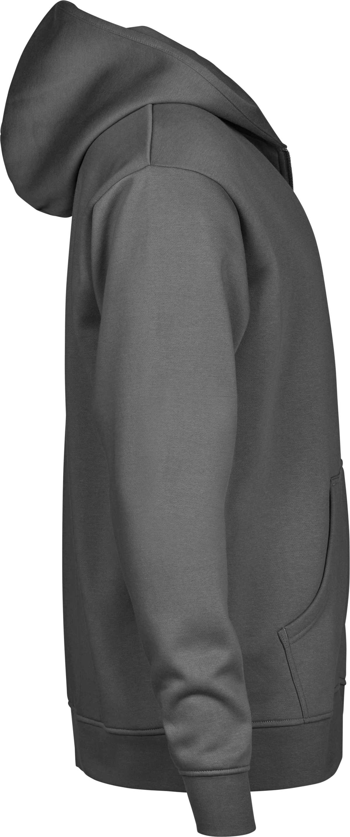 Tee Jays Unlabelled Hooded Full Zip Sweatshirt Hoodie in Powder Grey, right side view
