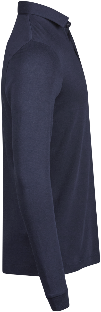 Tee Jays Men’s Pima Cotton Long Sleeve Polo Shirt in Navy, right side view