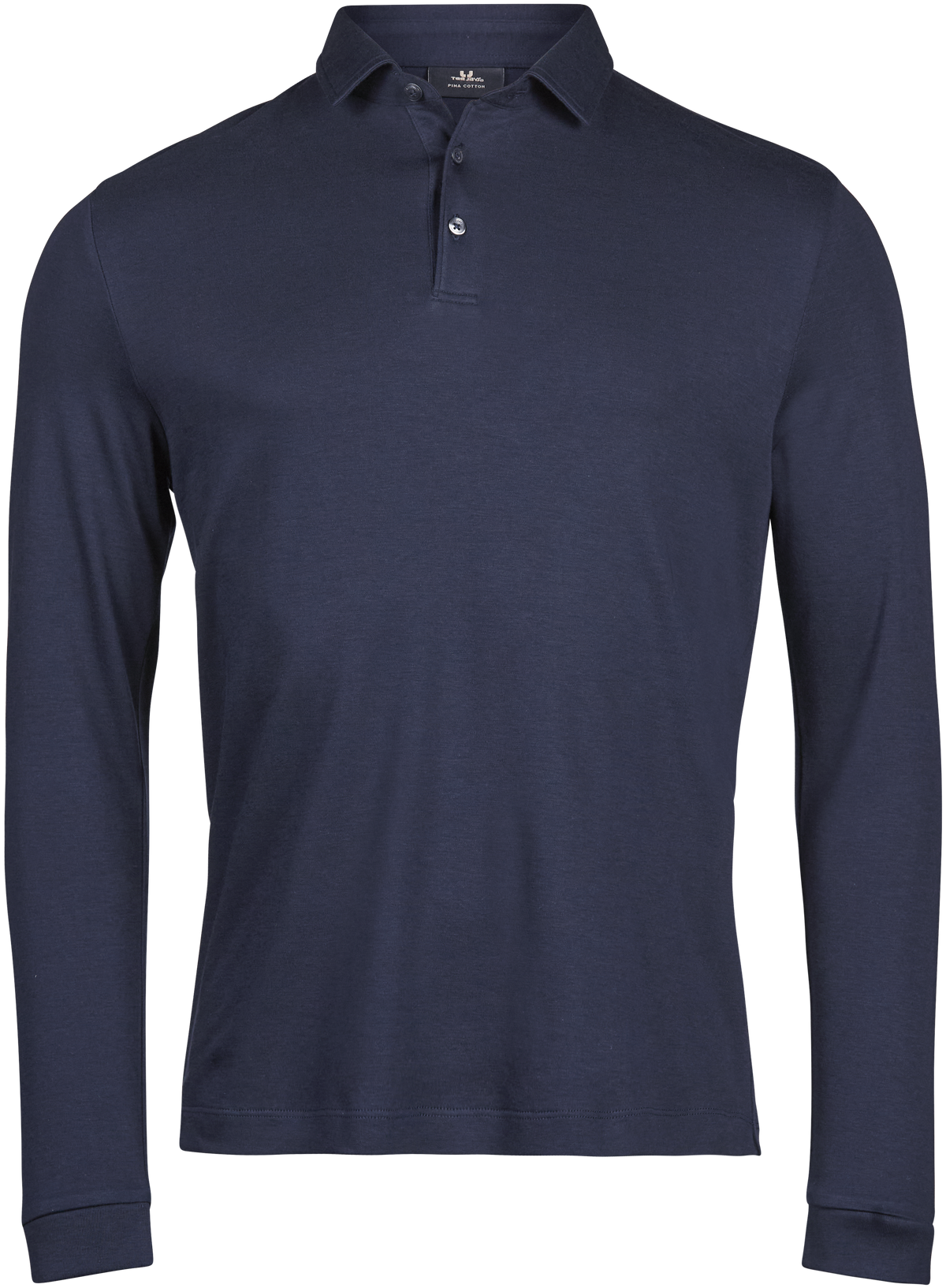 Tee Jays Men’s Pima Cotton Long Sleeve Polo Shirt in Navy, front view