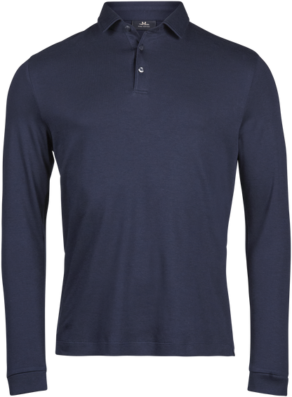 Tee Jays Men’s Pima Cotton Long Sleeve Polo Shirt in Navy, front view