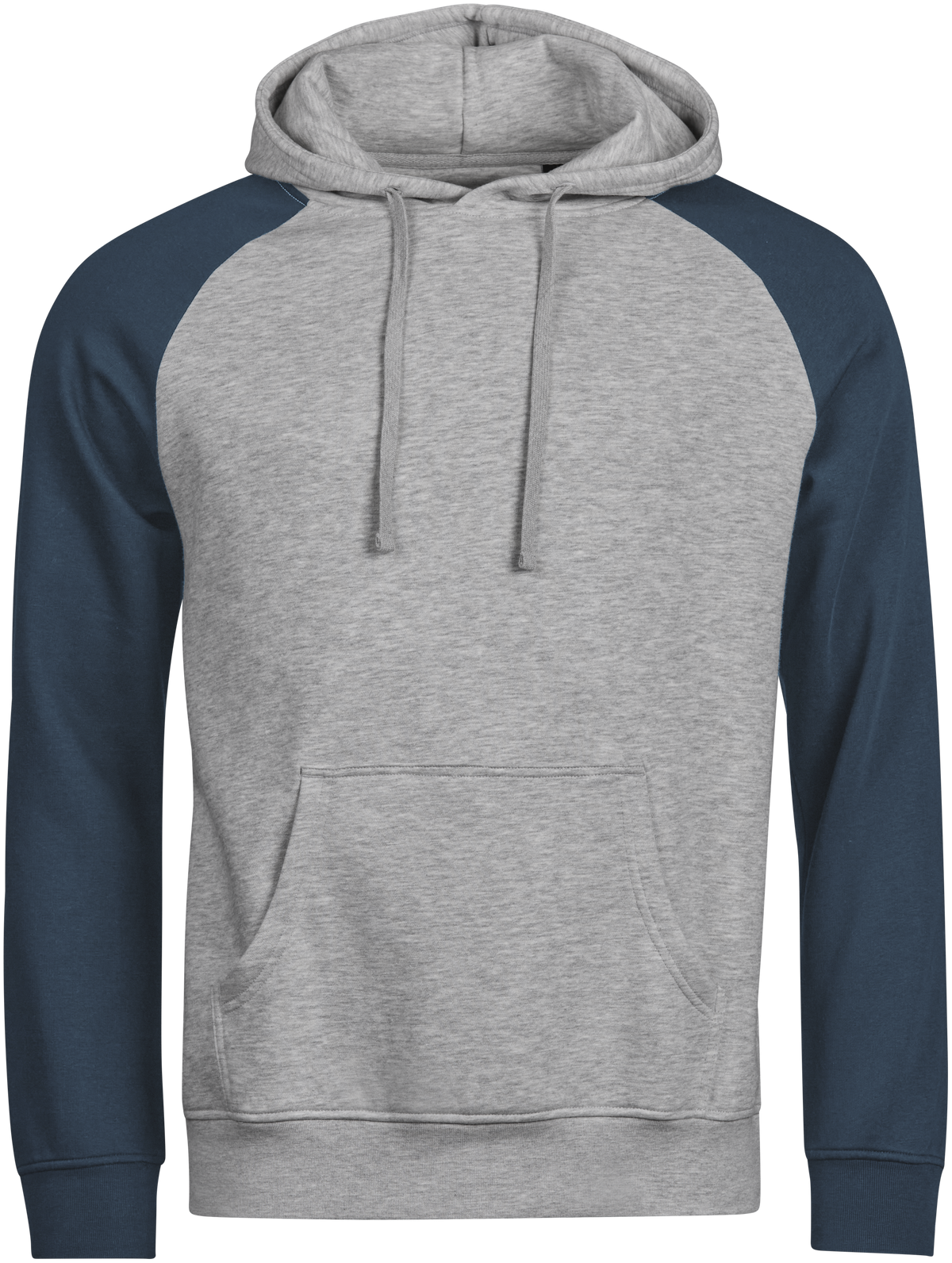 Tee Jays Unlabelled Two-Tone Sweatshirt Hoodie in Heather Grey and Ink, front view