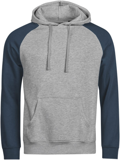 Tee Jays Unlabelled Two-Tone Sweatshirt Hoodie in Heather Grey and Ink, front view
