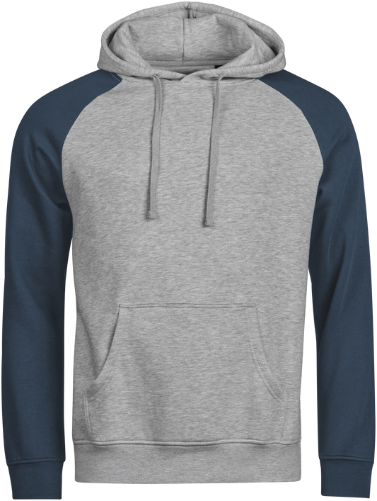 Tee Jays Unlabelled Two-Tone Sweatshirt Hoodie in Heather Grey and Ink, front view