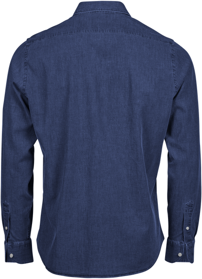 Tee Jays Men’s Denim Shirt in Blue Denim, back view