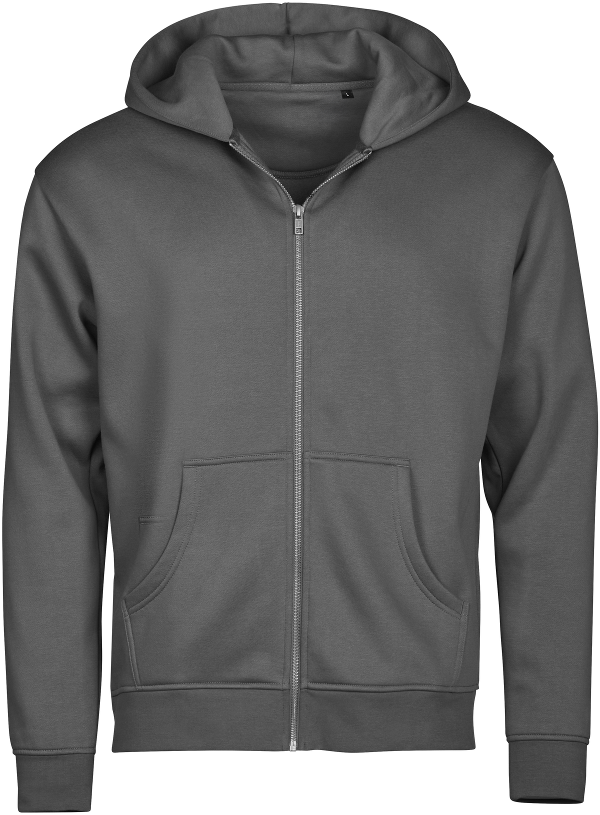 Tee Jays Unlabelled Hooded Full Zip Sweatshirt Hoodie in Powder Grey, front view