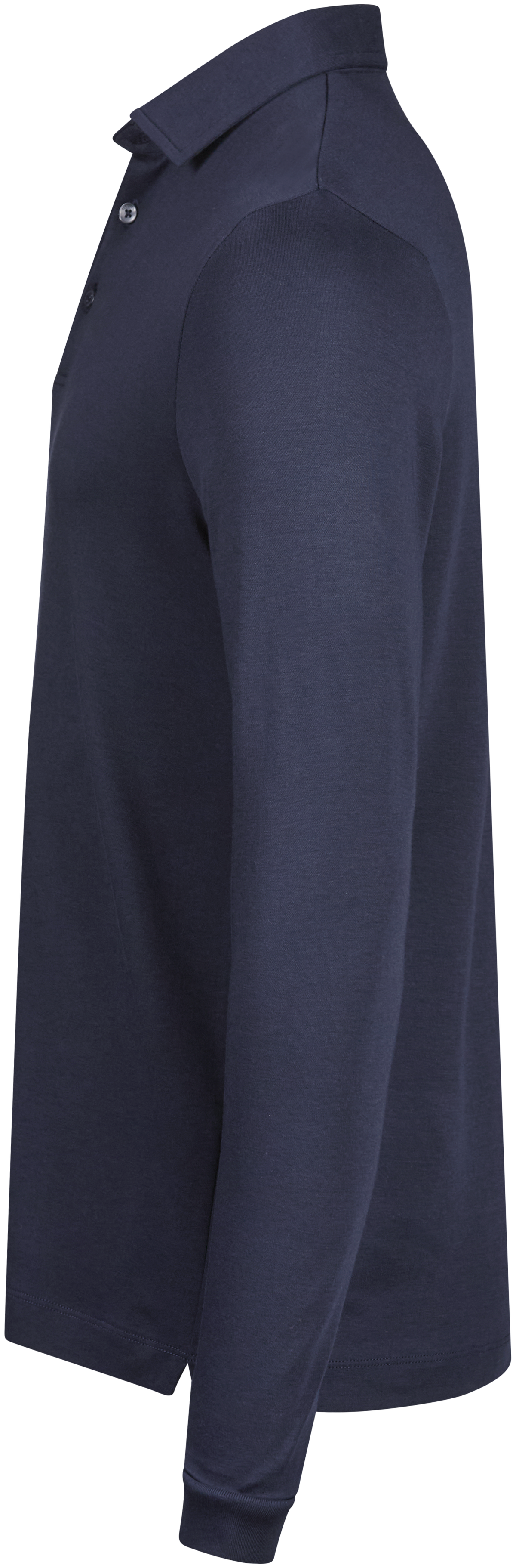 Tee Jays Men’s Pima Cotton Long Sleeve Polo Shirt in Navy, left side view