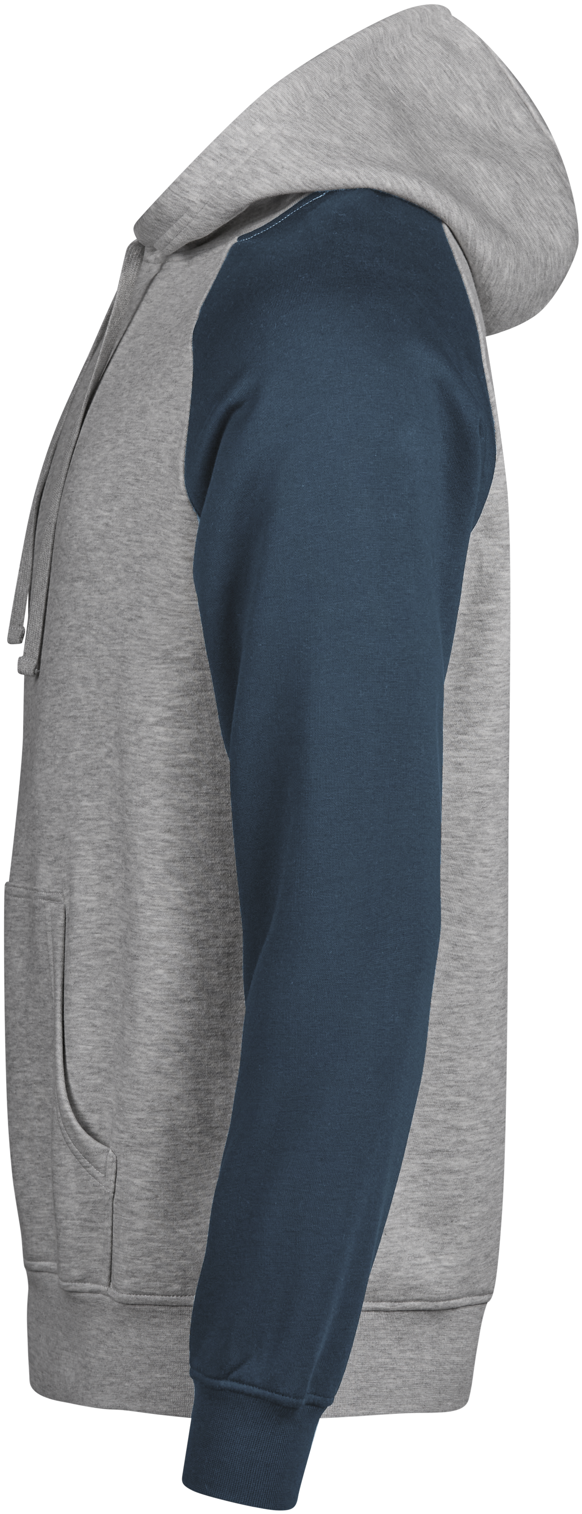 Tee Jays Unlabelled Two-Tone Sweatshirt Hoodie in Heather Grey and Ink, left side view