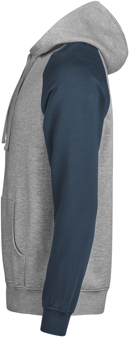 Tee Jays Unlabelled Two-Tone Sweatshirt Hoodie in Heather Grey and Ink, left side view