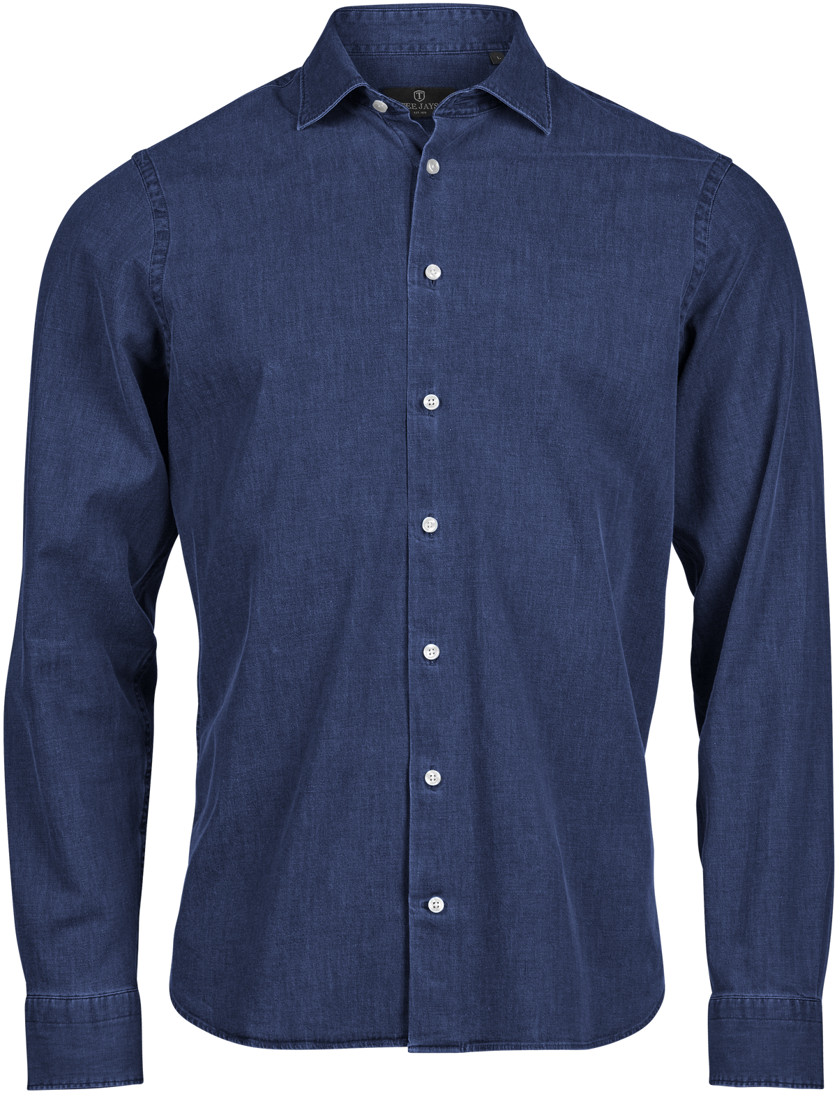 Tee Jays Men’s Denim Shirt in Blue Denim, front view