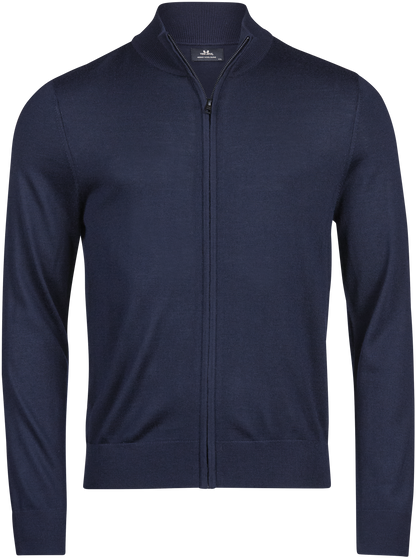 Tee Jays Men’s Full Zip Knit Jumper in Navy, front view