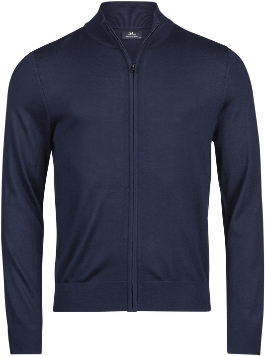 Tee Jays Men’s Full Zip Knit Jumper in Navy, front view