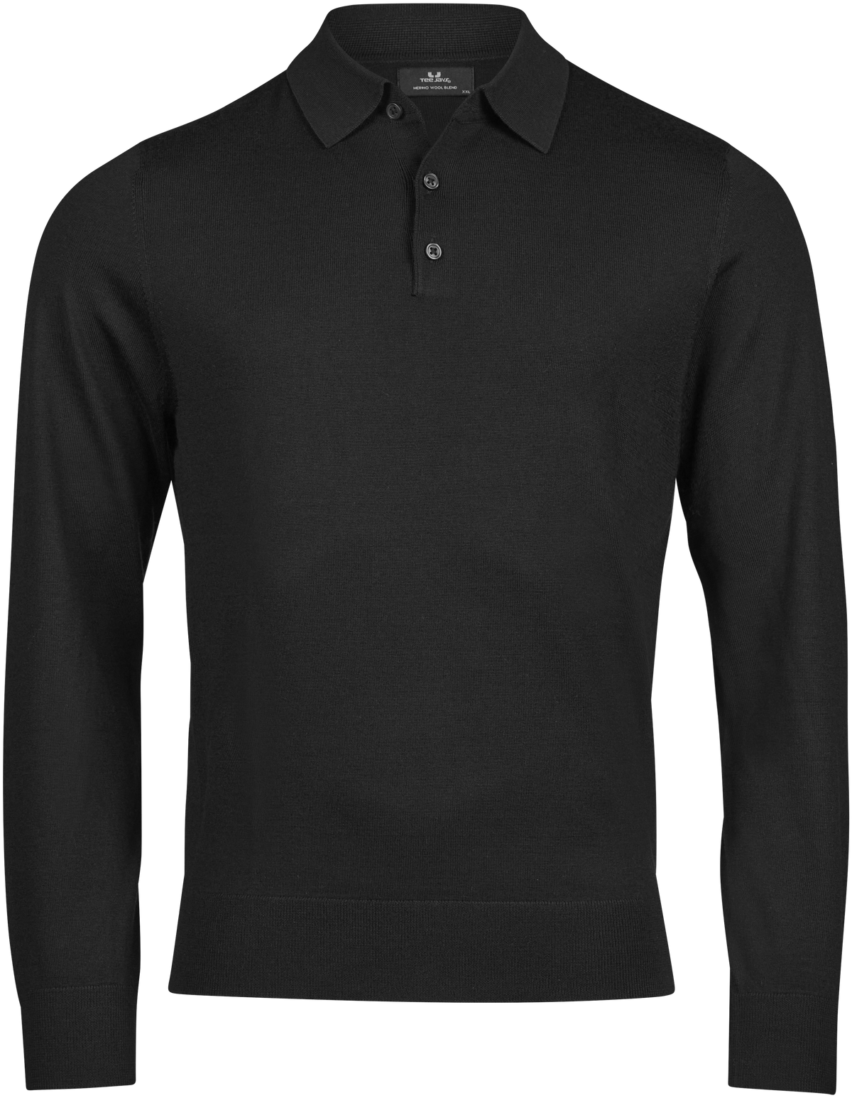 Tee Jays Men’s Knit Polo Shirt in Black, front view