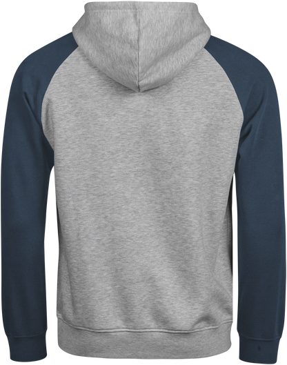 Tee Jays Unlabelled Two-Tone Sweatshirt Hoodie in Heather Grey and Ink, back view