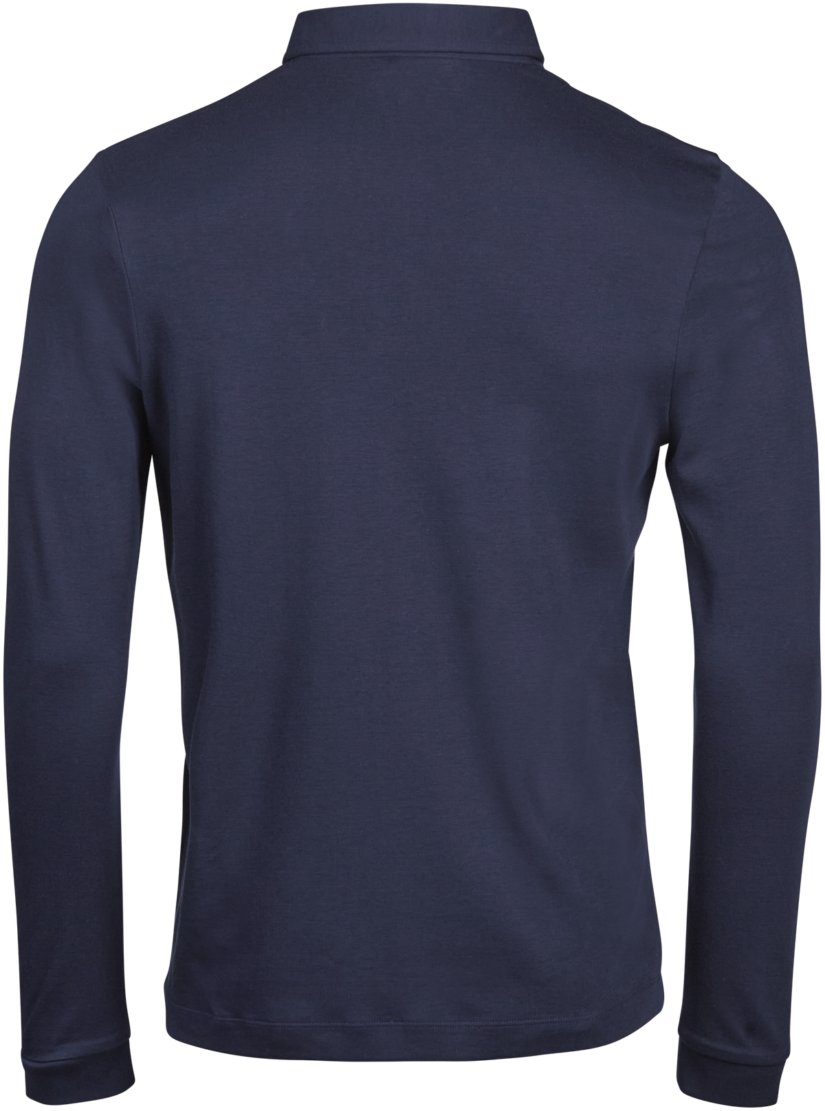 Tee Jays Men’s Pima Cotton Long Sleeve Polo Shirt in Navy, back view