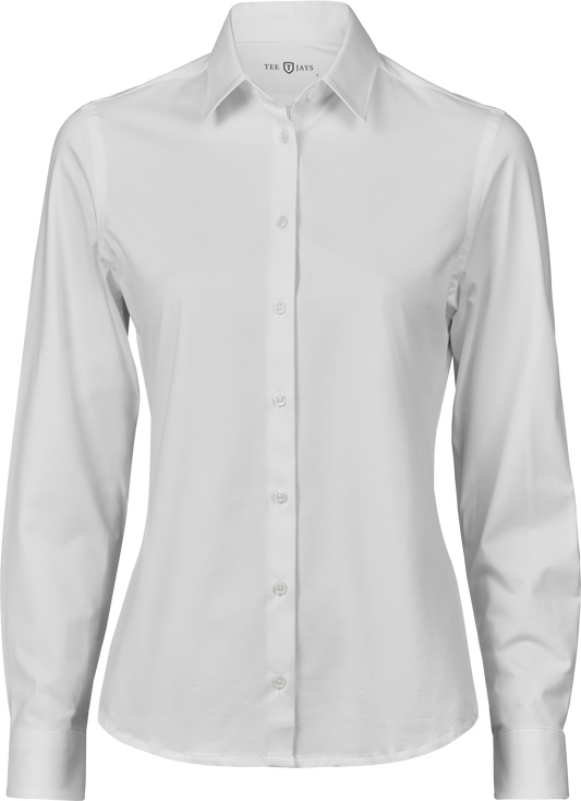 Tee Jays Ladies Active Stretch Shirt in White, front view