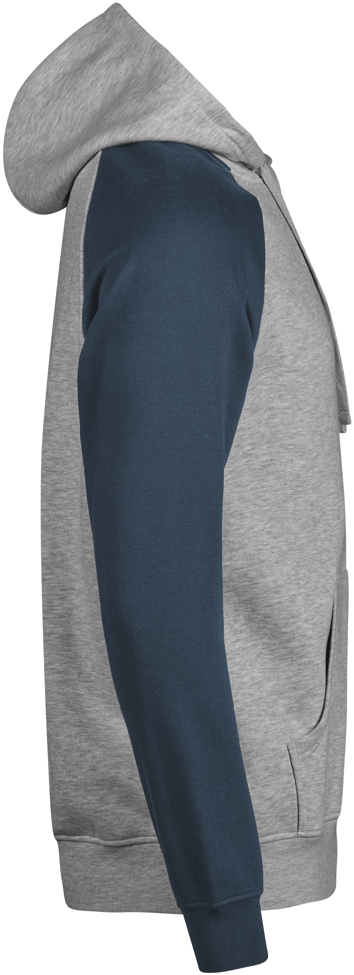 Tee Jays Unlabelled Two-Tone Sweatshirt Hoodie in Heather Grey and Ink, right side view