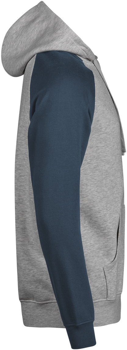 Tee Jays Unlabelled Two-Tone Sweatshirt Hoodie in Heather Grey and Ink, right side view