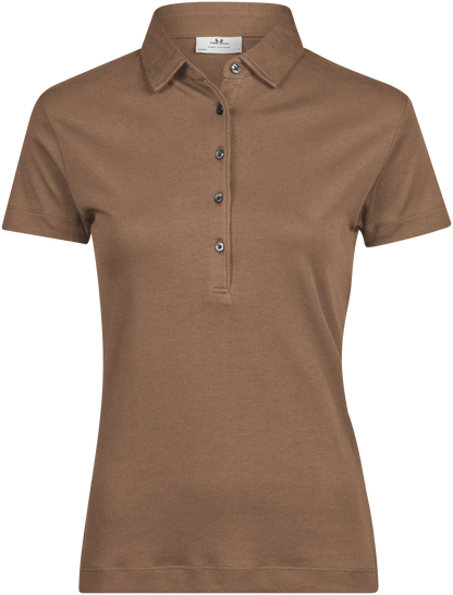 Tee Jays Ladies Pima Cotton Polo Shirt in Wood, front view