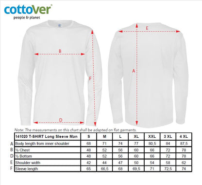 Cottover Organic Cotton Mens Long Sleeve T-Shirt | GOTS | Fairtrade | 14 Colours | S-4XL - Tee Shirt - Logo Free Clothing