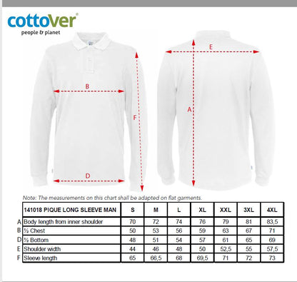 Cottover Organic Cotton Mens Polo Shirt | Long Sleeve | GOTS | Fairtrade | 14 Colours | S-4XL - Polo Shirt - Logo Free Clothing
