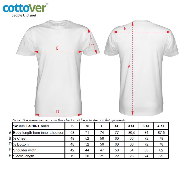 Cottover Mens Eco T Shirt. GOTS Organic Cotton. Fairtrade. 14 Colours. S-4XL