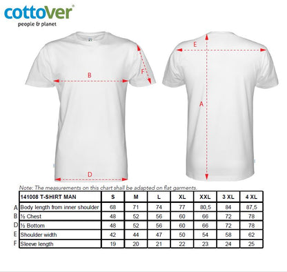 Cottover Mens Eco T Shirt. GOTS Organic Cotton. Fairtrade. 14 Colours. S-4XL