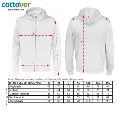 Cottover Mens Zip-Up Hoodie | Medium Weight | GOTS Organic Cotton | 14 Colours | S-4XL - Hoodie - Logo Free Clothing